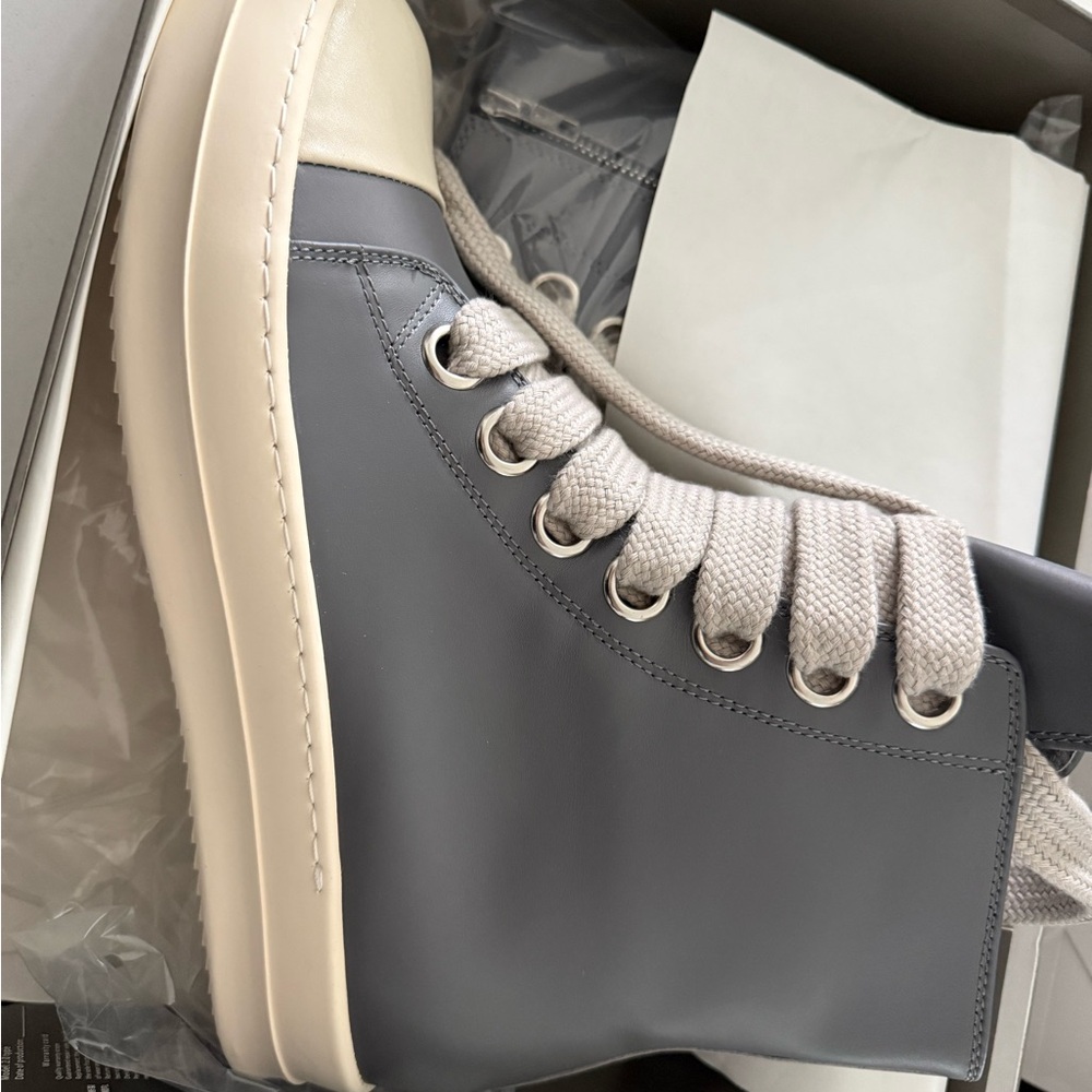 Rick Owens Gray High-Top Sneakers - Picture 4 of 8